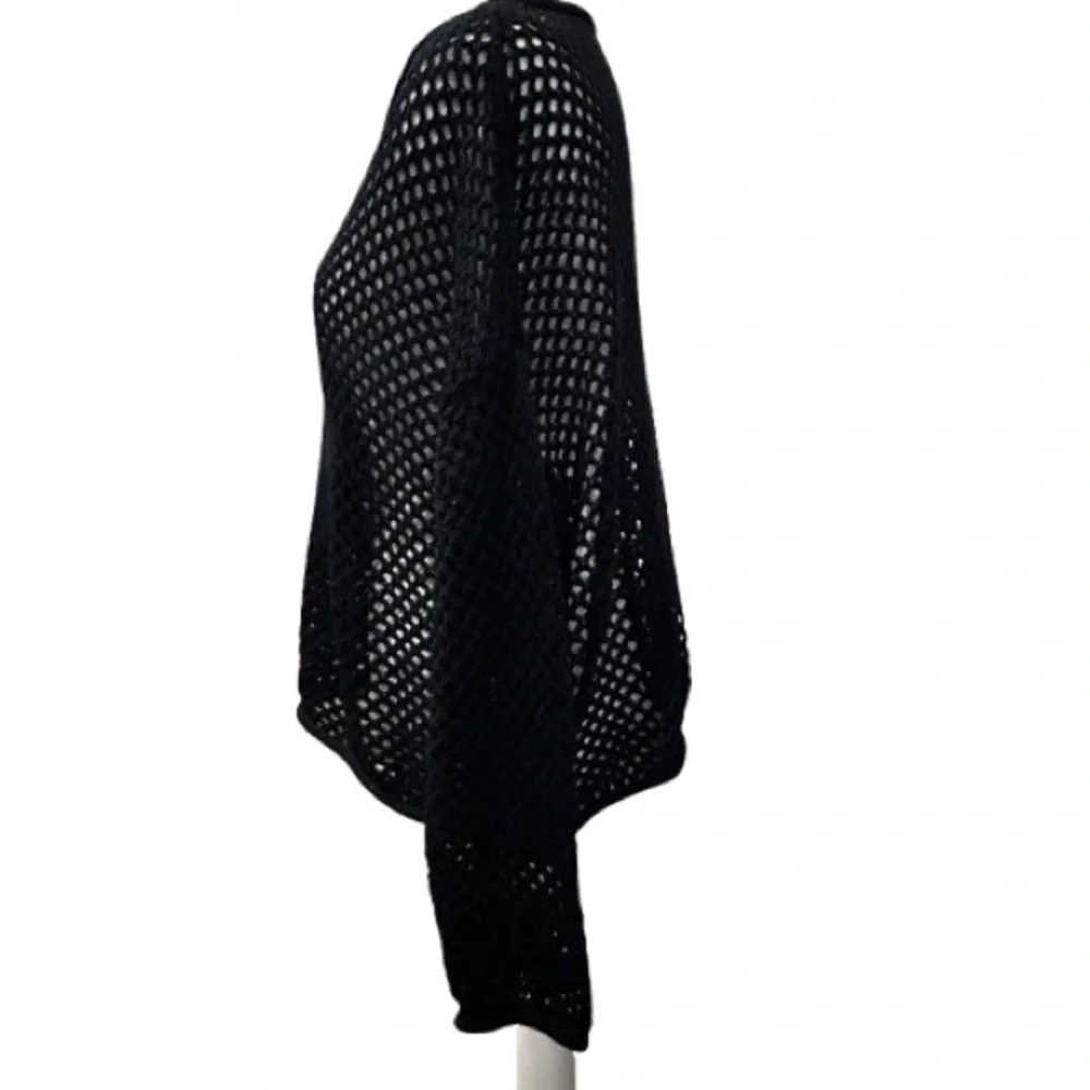 Rue21 90s Y2K Goth Open Knit Star Sweater Crochet Fishnet Top Whimsigoth Size L - Picture 3 of 7
